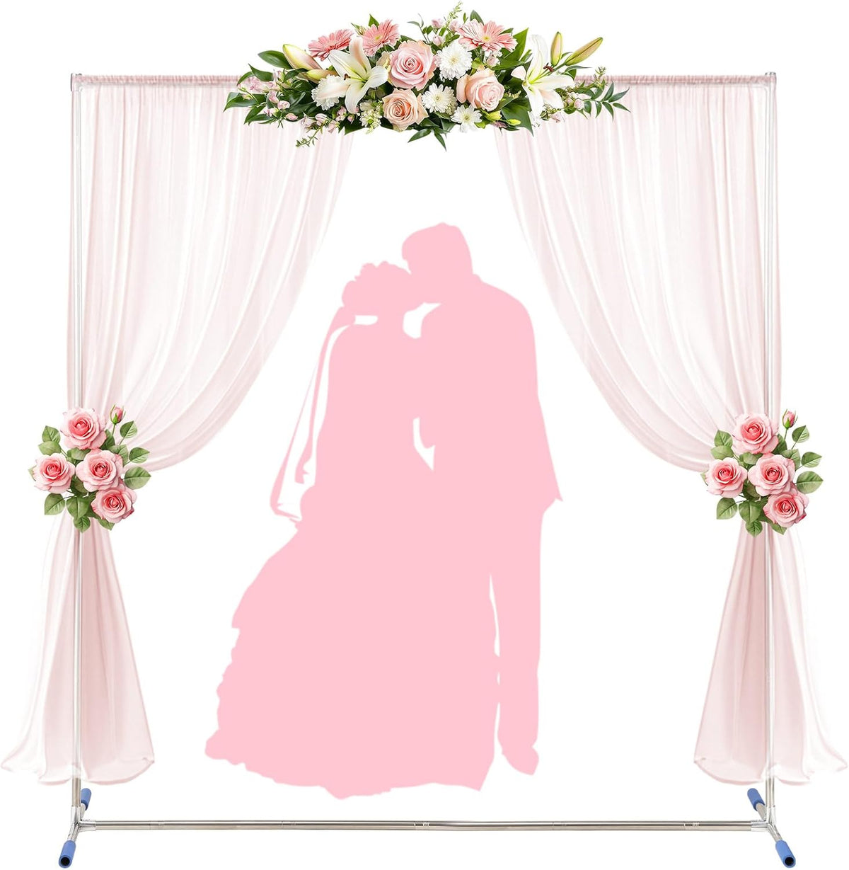 Wedding Arch,7 x 4 FT Metal Arch Backdrop Stand with Support Feet Base,Square Arched Frame for
