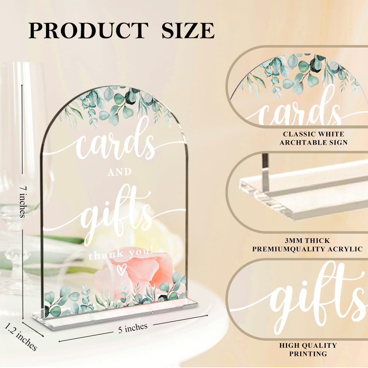 2 Pcs Acrylic Wedding Signs for Reception, Bridal Shower Decorations, Cards and Gifts Signs, Guest