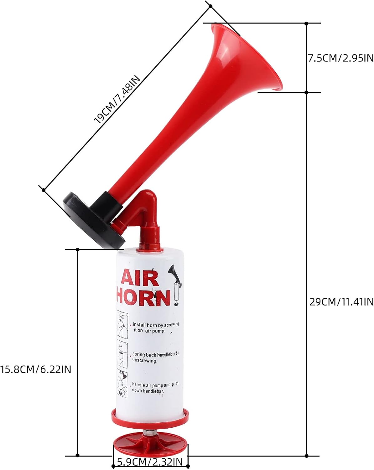AOLINHAN Reusable Air Horn Loud Boat horn Handheld Stadium Horns Aluminum Personal Safety Handheld