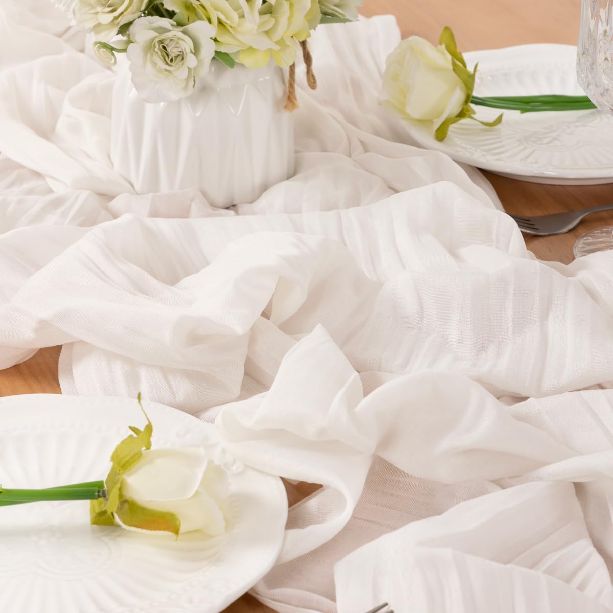 Ivory Table Runner Cheesecloth Table Runner 14FT Farmhouse Table Runners 160 Inches Fall Table
