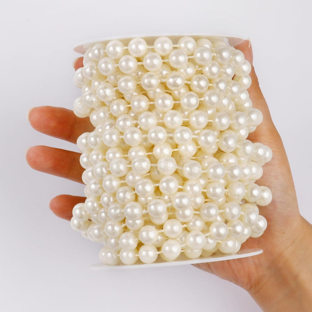 [29.5Feet] Pearl Beads Garland, 10MM 9.8 Yards Faux Pearl Beads String Roll Bulk for DIY Craft