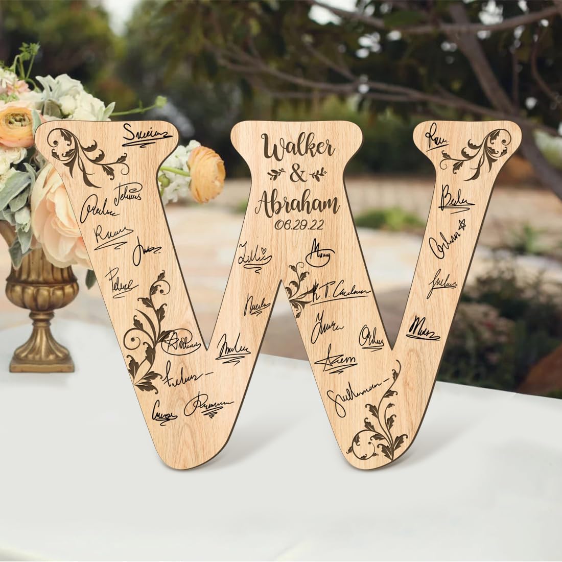 Personalized Wedding Guest Book Sign Custom Letter Name Date Rustic Wedding Guest Book Alternative
