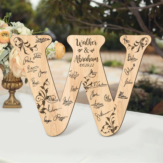 Personalized Wedding Guest Book Sign Custom Letter Name Date Rustic Wedding Guest Book Alternative