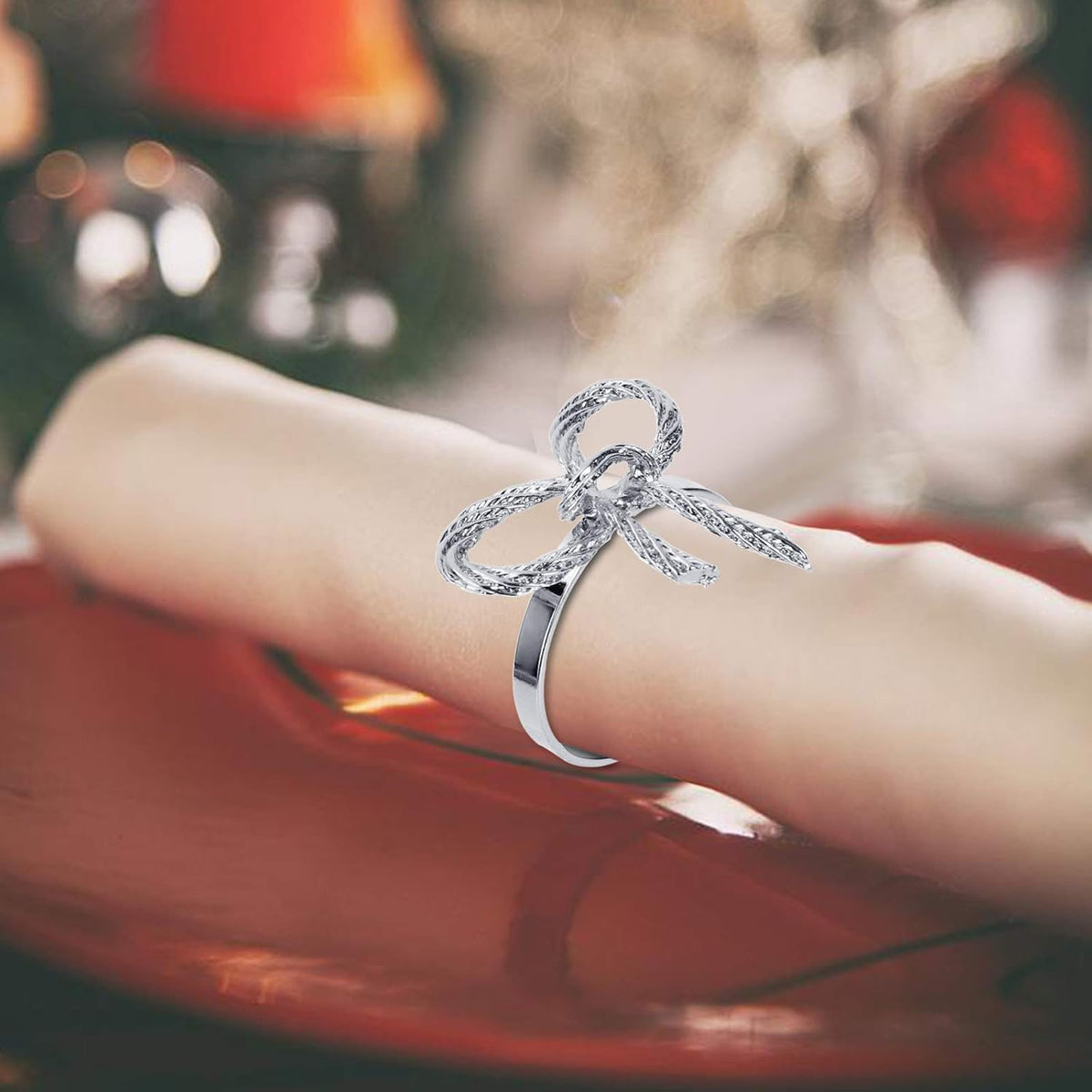 Pack of 18 Napkin Rings Alloy Hollow Out Flower Napkin Holder Dinning Table Napkin Ring for Dinner