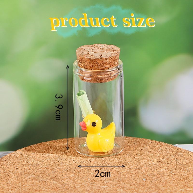 Tiny Duck Message in a Bottle with Wishing Paper – Romantic Gift for Husband, Wife, Boyfriend