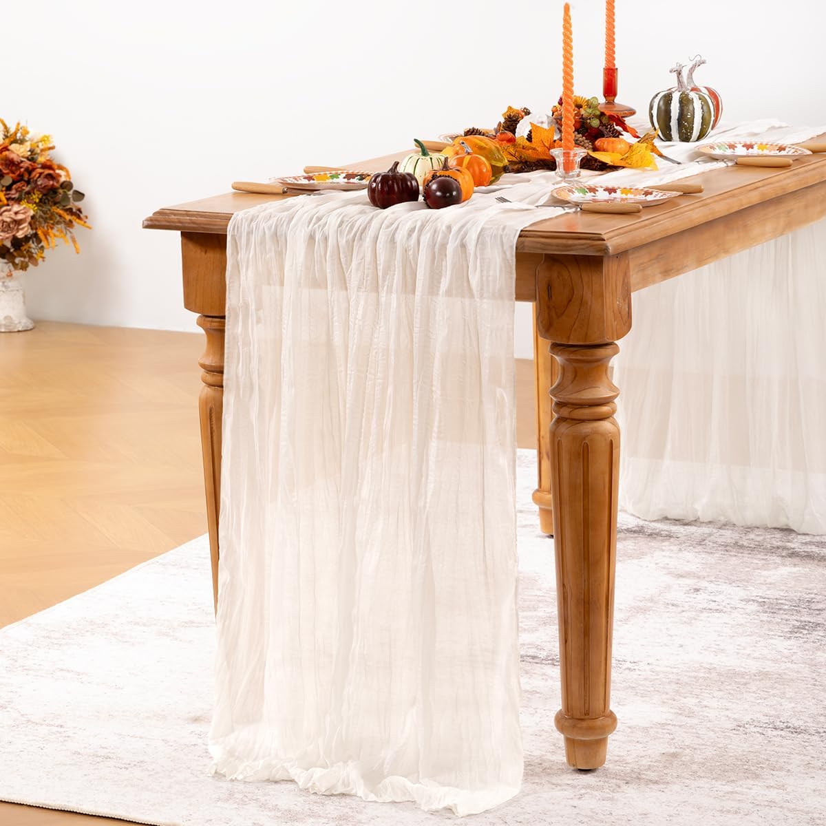 Ivory White Cheesecloth Table Runner 12 Pack Fall Table Runners Boho Gauze 120 Inches White Cheese