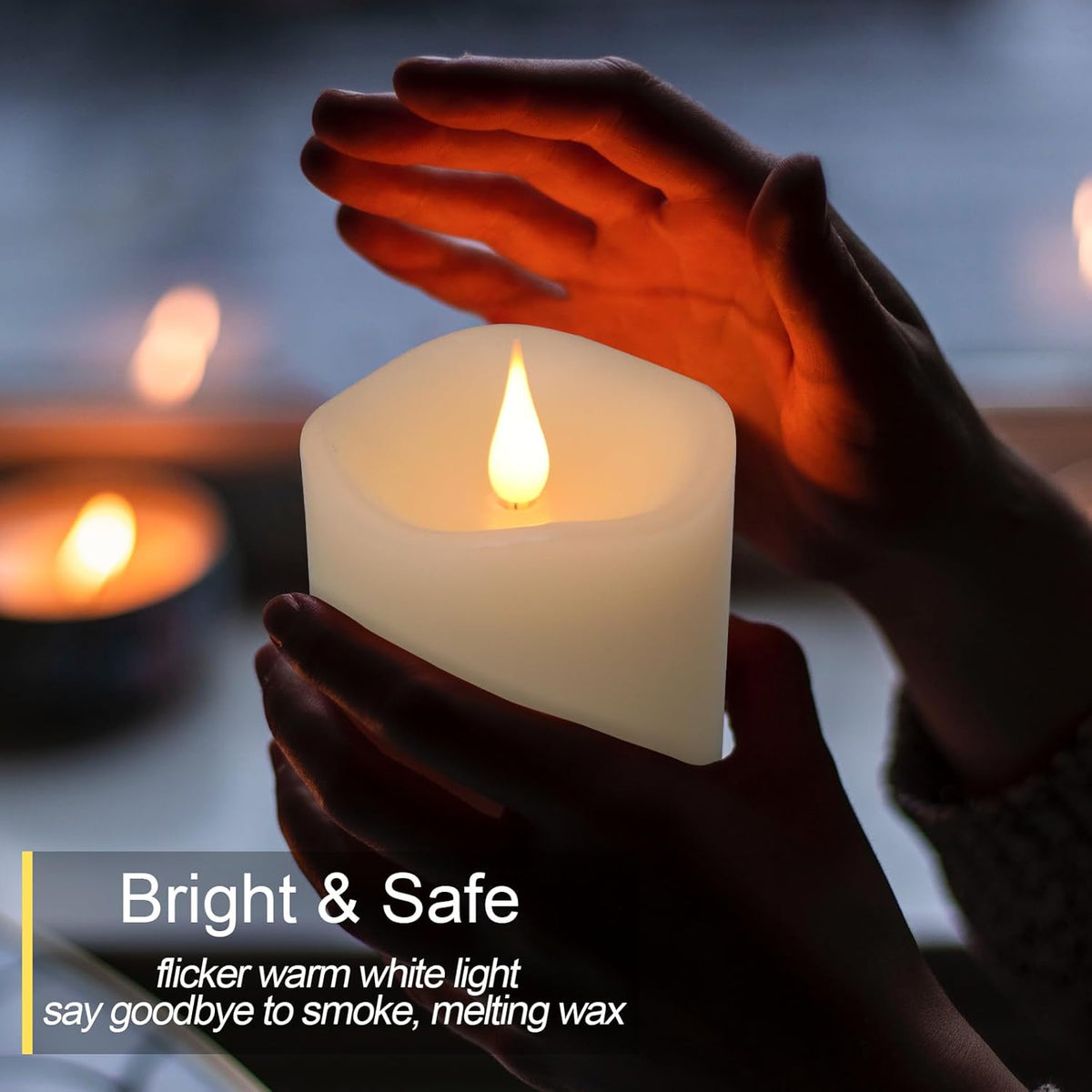 Flameless Candles Battery Operated with Remote Timer, 3D Moving Flame Flickering, Last 600+ Hours