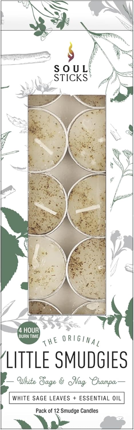 SOUL STICKS 12 Pack Little Smudgies Tealight Candles Smudge Candle for Cleansing House, Meditation