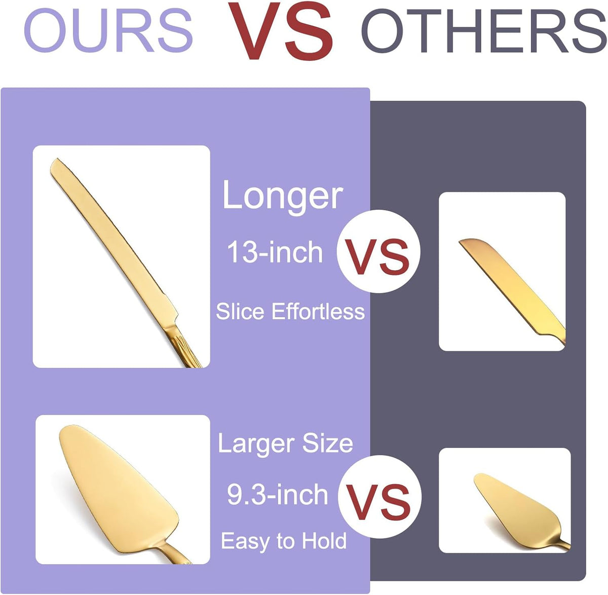 Gold Cake Cutter Set, Stainless Steel Cake Cutting Utensils Include Cake Knife and Cake Server