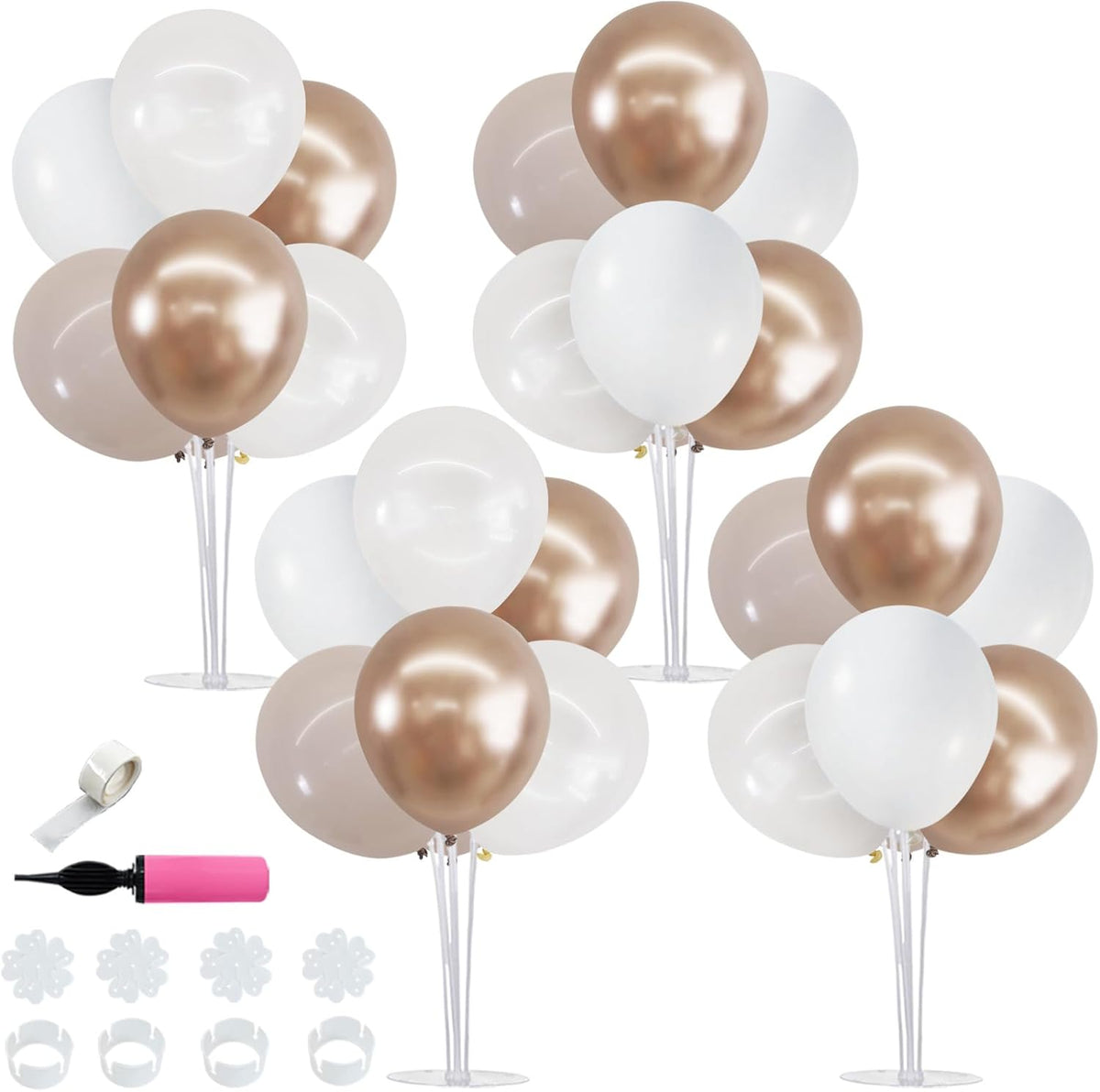 TONIFUL 4 Set Nude White Champagne Gold Balloon Stand Centerpiece Table Decorations for Baby Shower