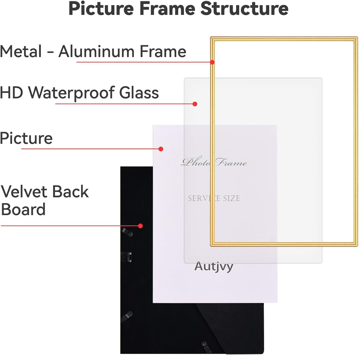 8.5x11 Picture Frame Matte Gold Modern Simple Thin Aluminum Metal Certificate Document Photo Frame