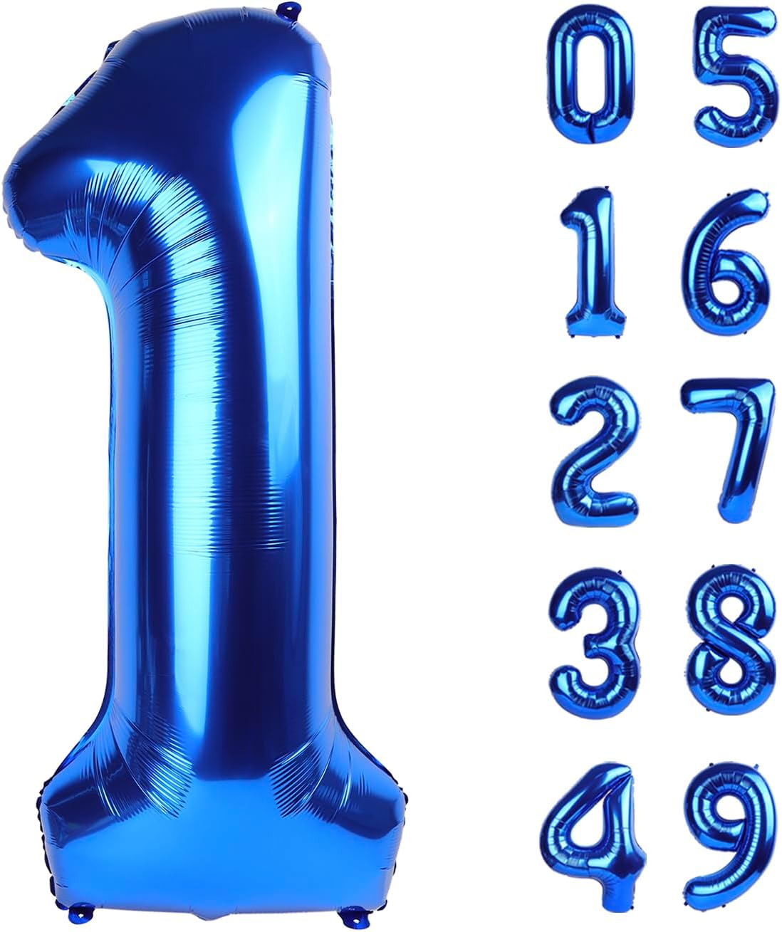 Jumbo Navy Blue Number 1 Balloon 40 Inch, Mylar Foil Number One Balloons for Boy Girl 1st 1 11 21
