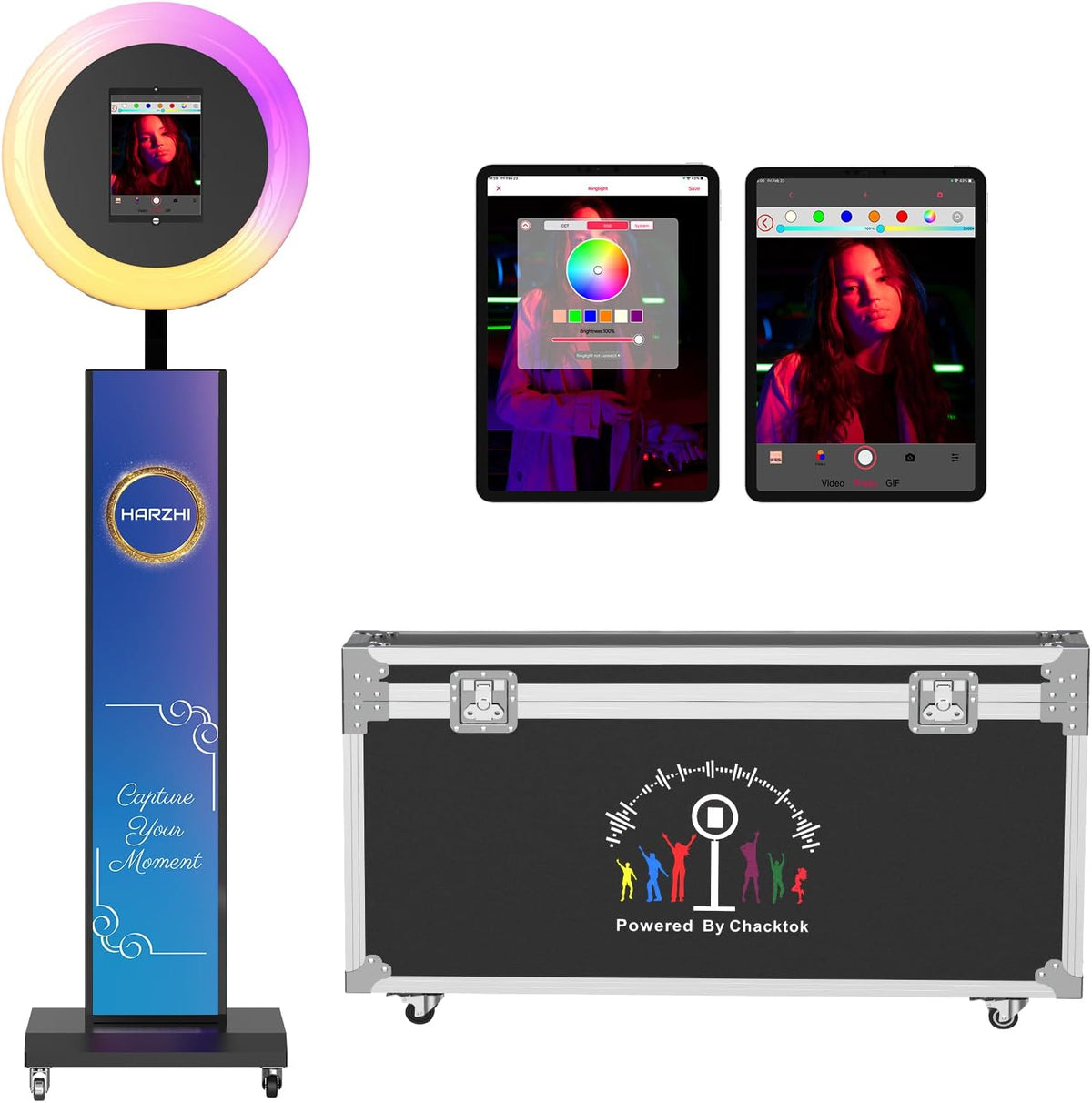 HARZHI Portable Photo Booth Compatible with Ipad, Large Lightbox Ipad Photo Booth for Christmas