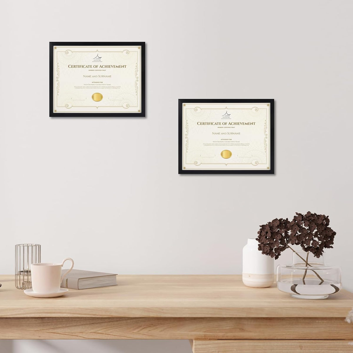Rempry 8.5 x 11 Picture Frame Set of 14, Certificate Frames 8.5 by 11, Black Photo Frame for