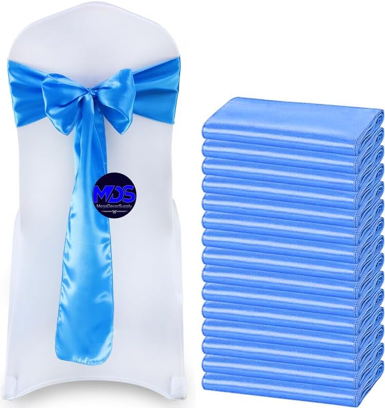 MDS Pack of 200 PCS Satin Chair Sashes Charmeuse Sateen Dining Chair Bows Ribbon Ties Back Sash for