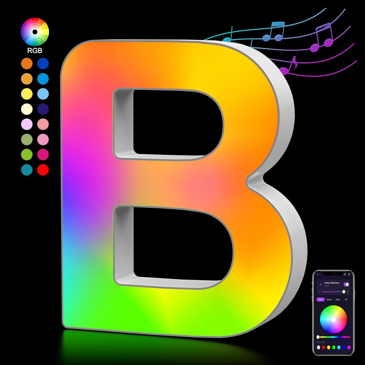 OJQ Light Up Letters LED Letter - Marquee Letters Room Decor Alphabet Letter Music Sync Color