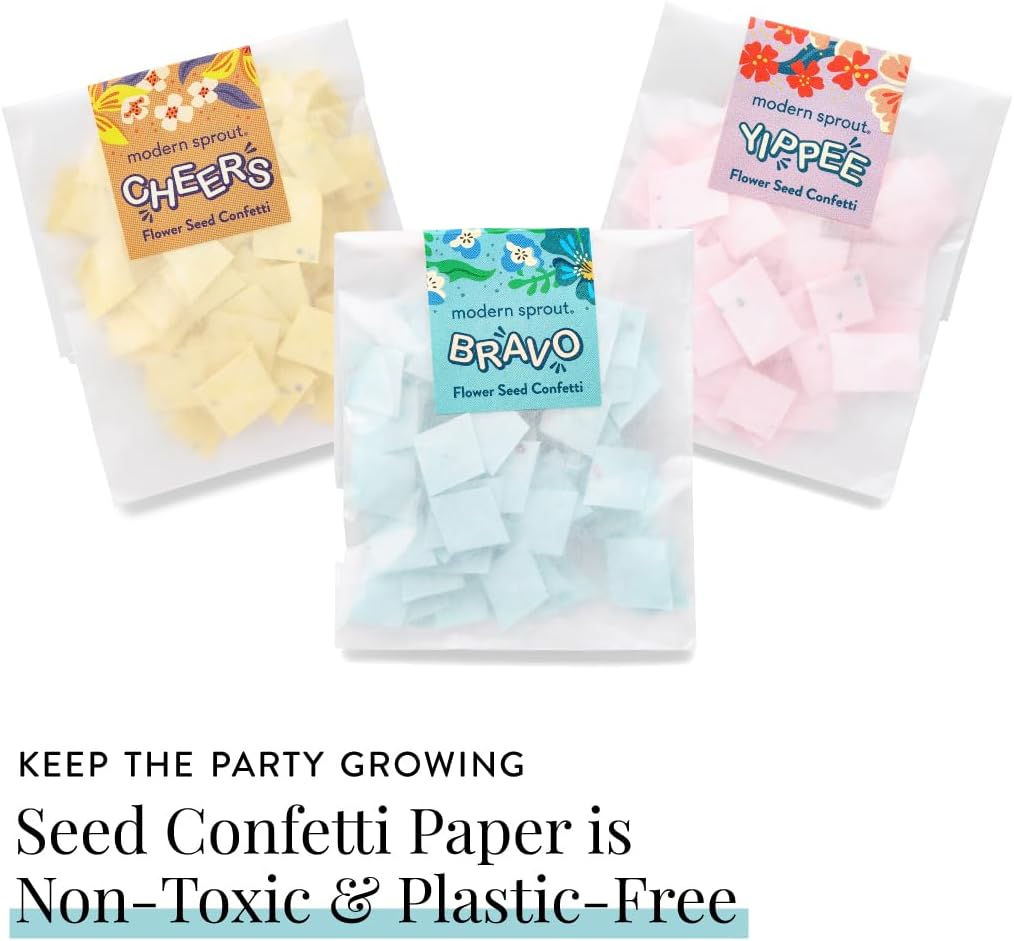 Modern Sprout Plantable Seed Paper Confetti Poppers Refill Packs (12 Pack/100pc) - Plastic-Free
