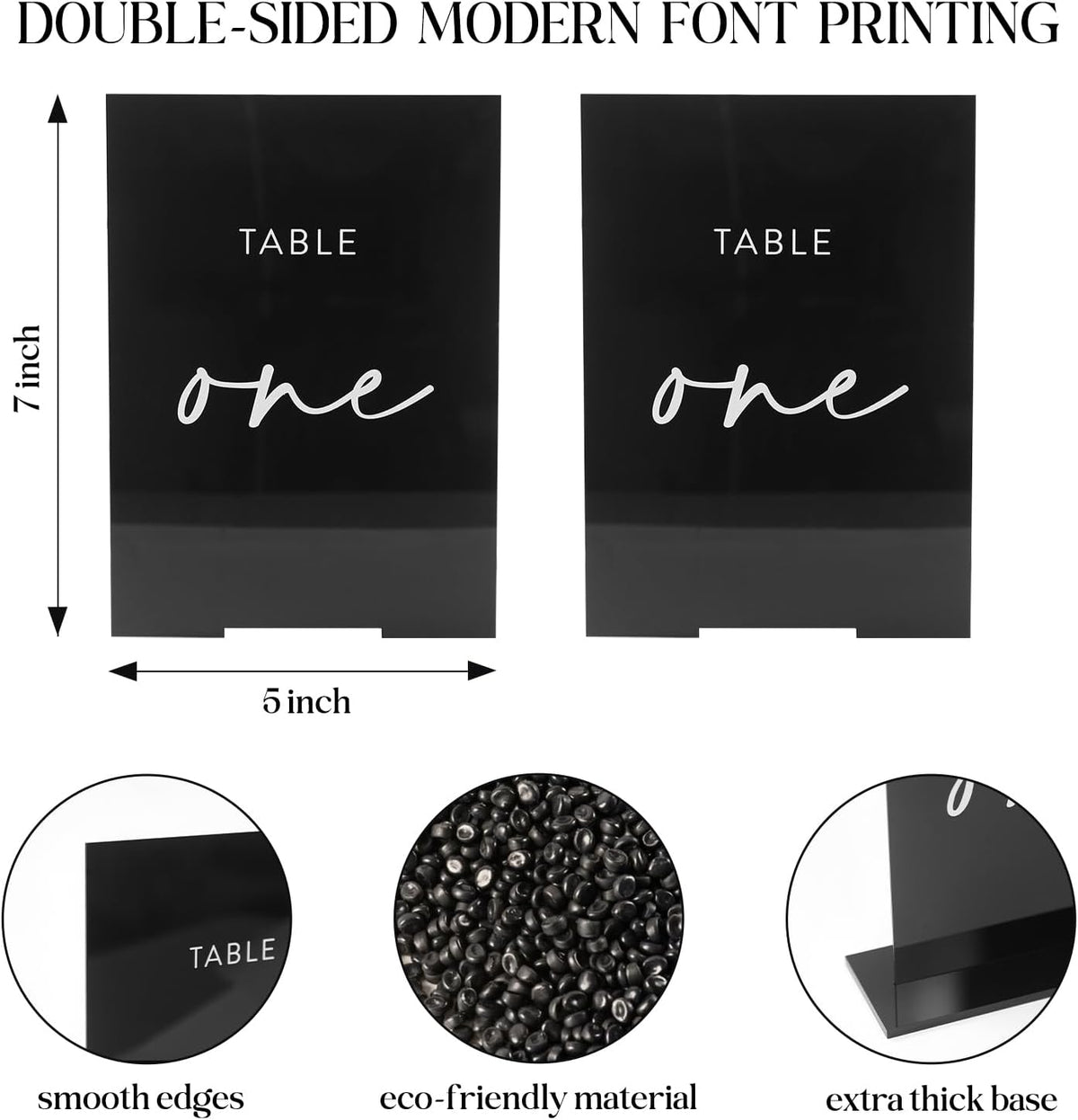 UNIQOOO Black Wedding Double Sided Table Numbers with Stands 1-15 set, 5x7'' Acrylic Signs with