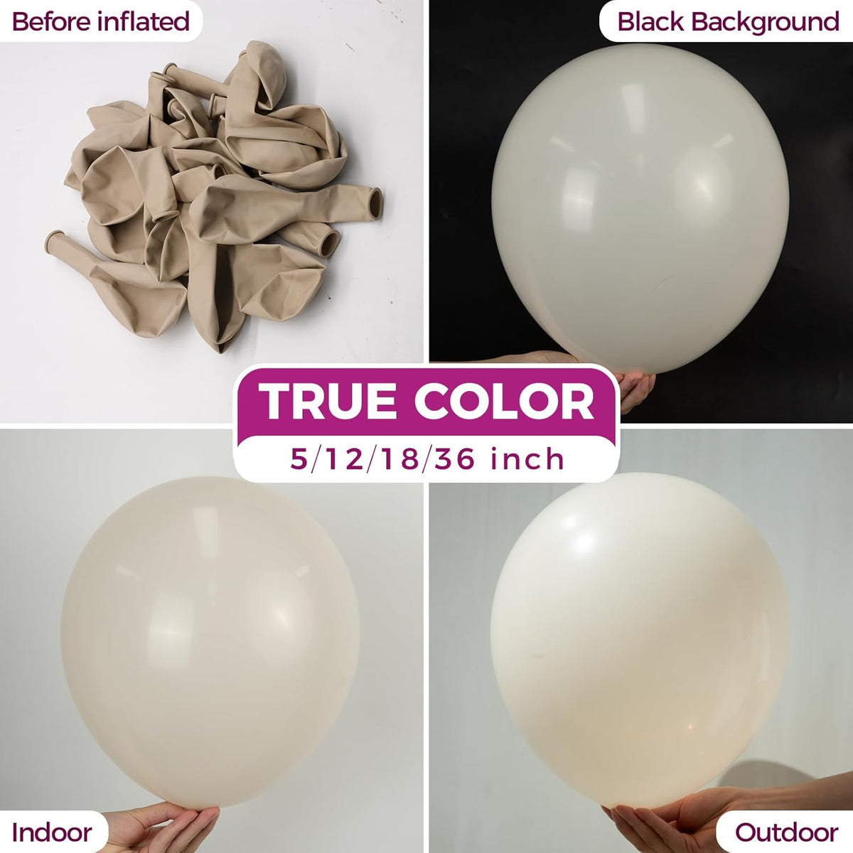 Bezente White Sand Balloons 18 Inch - 30 Pack Large Thick Sand White Balloons Big Round Cream Latex