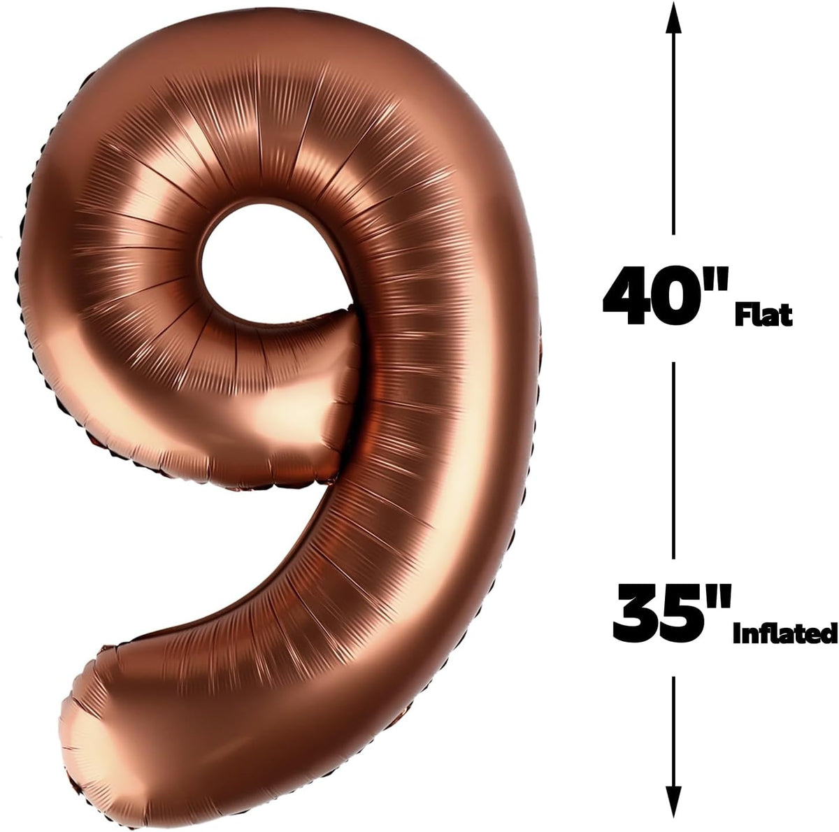 Big Coffee Brown 40 Inch 9 Balloon Number, Jumbo Giant 9th 19 29 39 49 99 Birthday Party