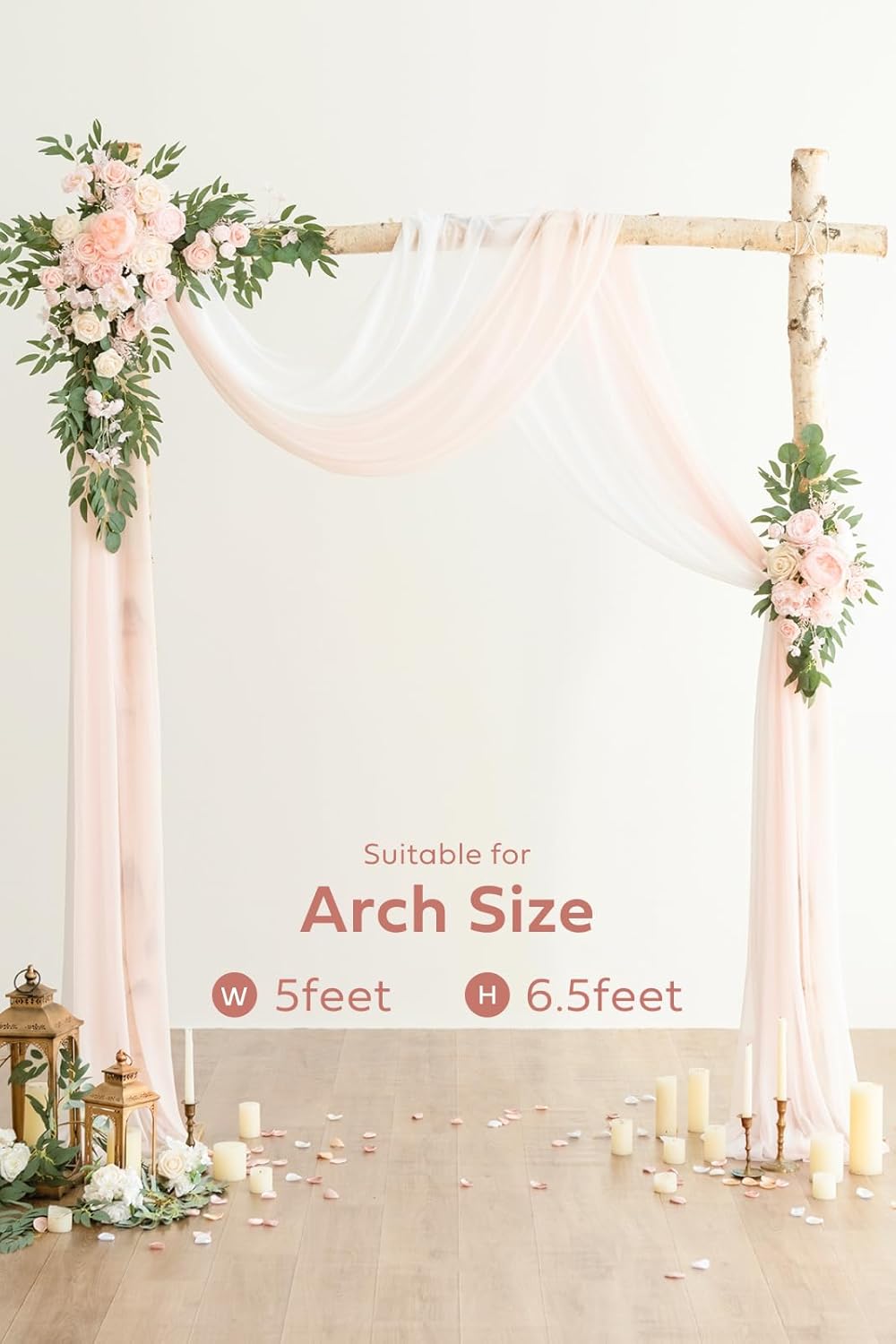 Ling's Moment Pink White Artificial Wedding Arch Flowers Kit Pack of 4, 2pcs Hanging Flower