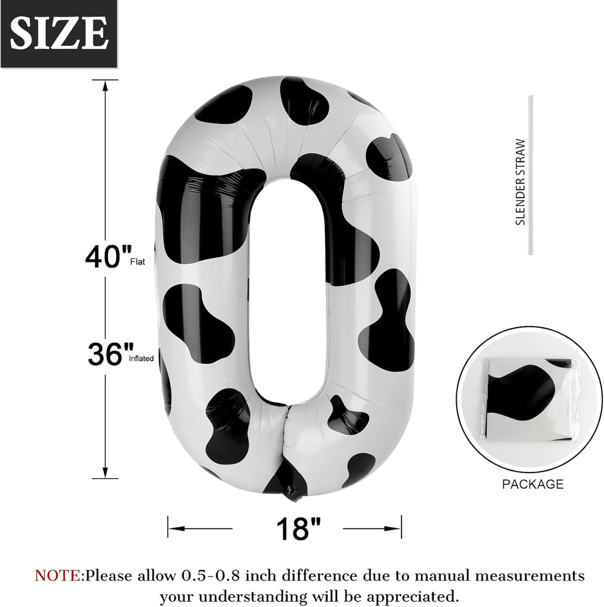 Cow Print Number Balloon Birthday Decorations, 40 inch Number balloon 0-9(Zero-Nine), Cow Balloon