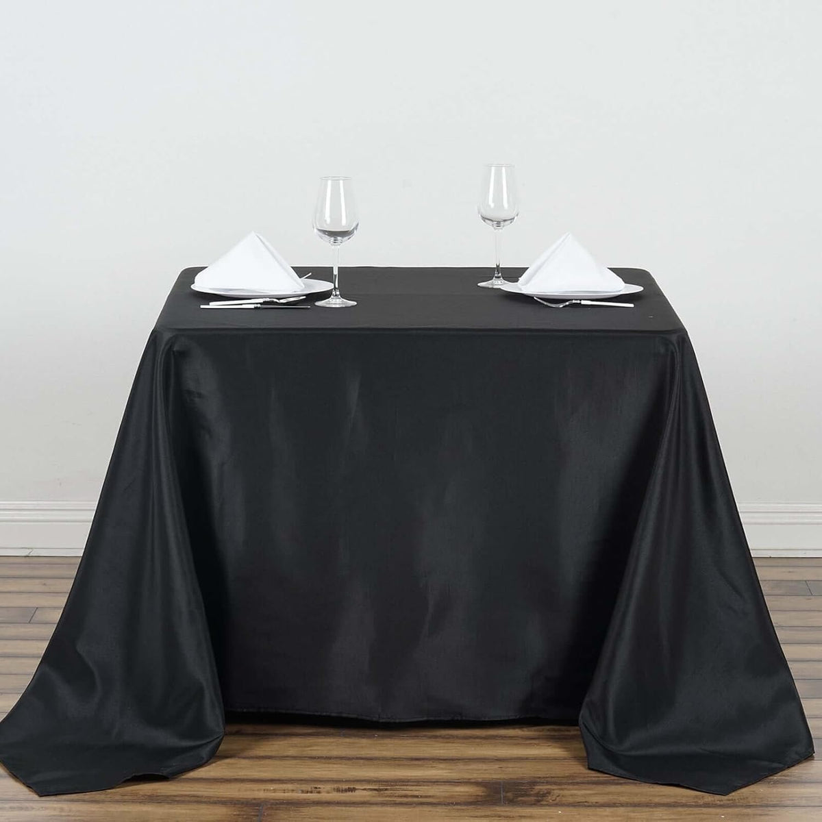Efavormart 90" Black Wholesale Linens Polyester Square Linen Tablecloth for Kitchen Dining Catering