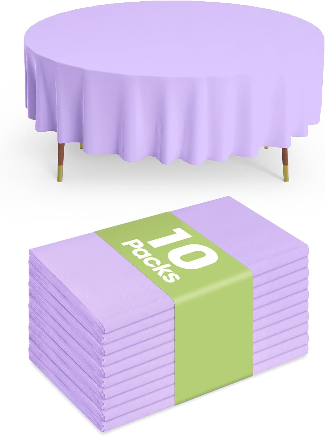 Pureegg Plastic Table Cloth Disposable 10 Pack, 84'' Round Table Cloths, Easter Party, Decorative