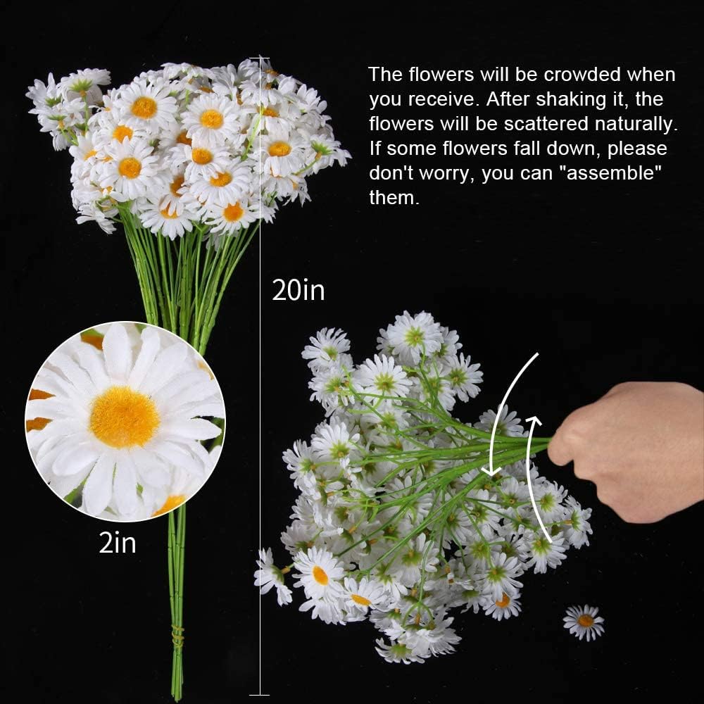 AmyHomie Artificial Flowers, Silk Daisy, Artificial Gerber Daisy for Home Decoration, Artificial