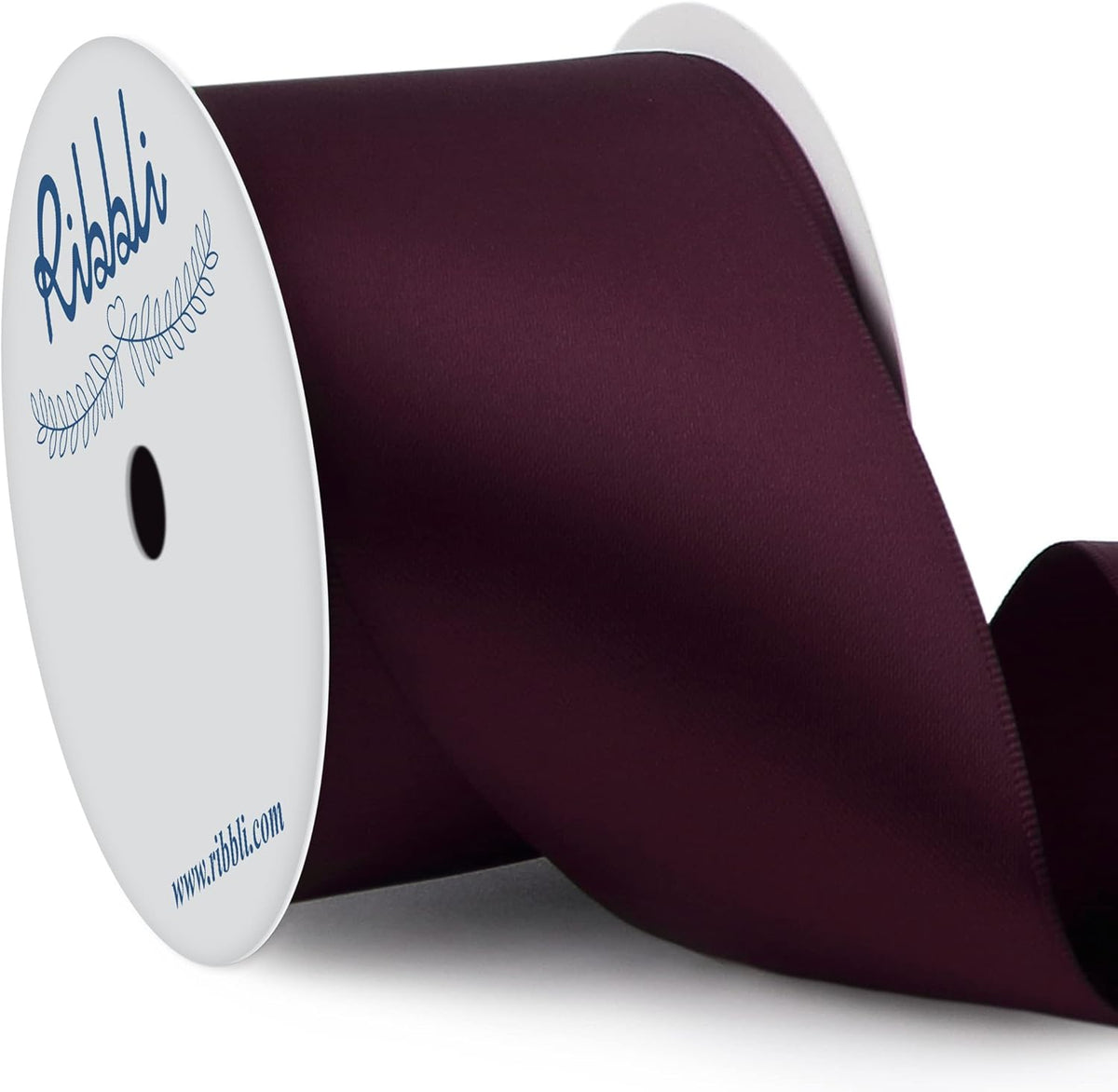 Ribbli Burgundy Double Faced Satin Ribbon, 2” x Continuous 10 Yards,Use for Bows Bouquet,Gift