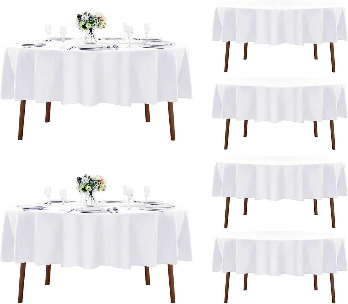 Fokitut 6 Pack Round Tablecloth, 70 Inch, Stain Resistant and Wrinkle Polyester Table Cloth, Fabric
