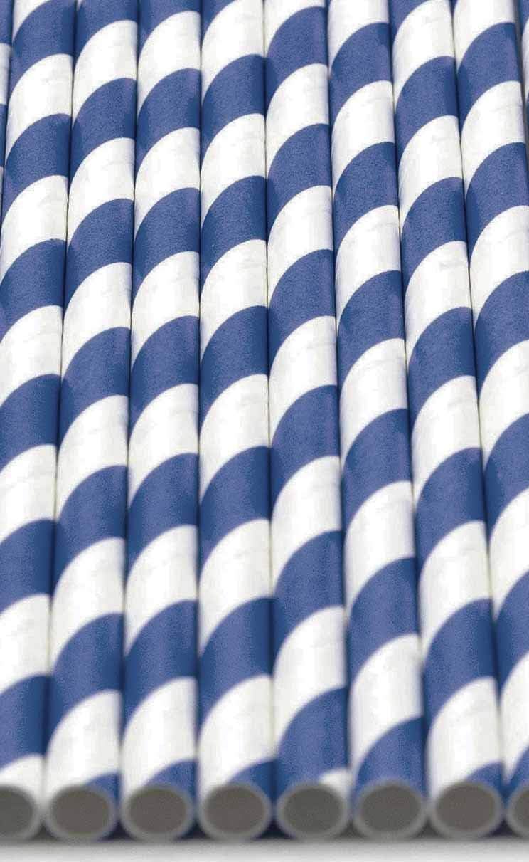 Pack of 150 Navy Blue Swirls Biodegradable 4-Ply Paper Drinking Straws (Compostable, Non-toxic