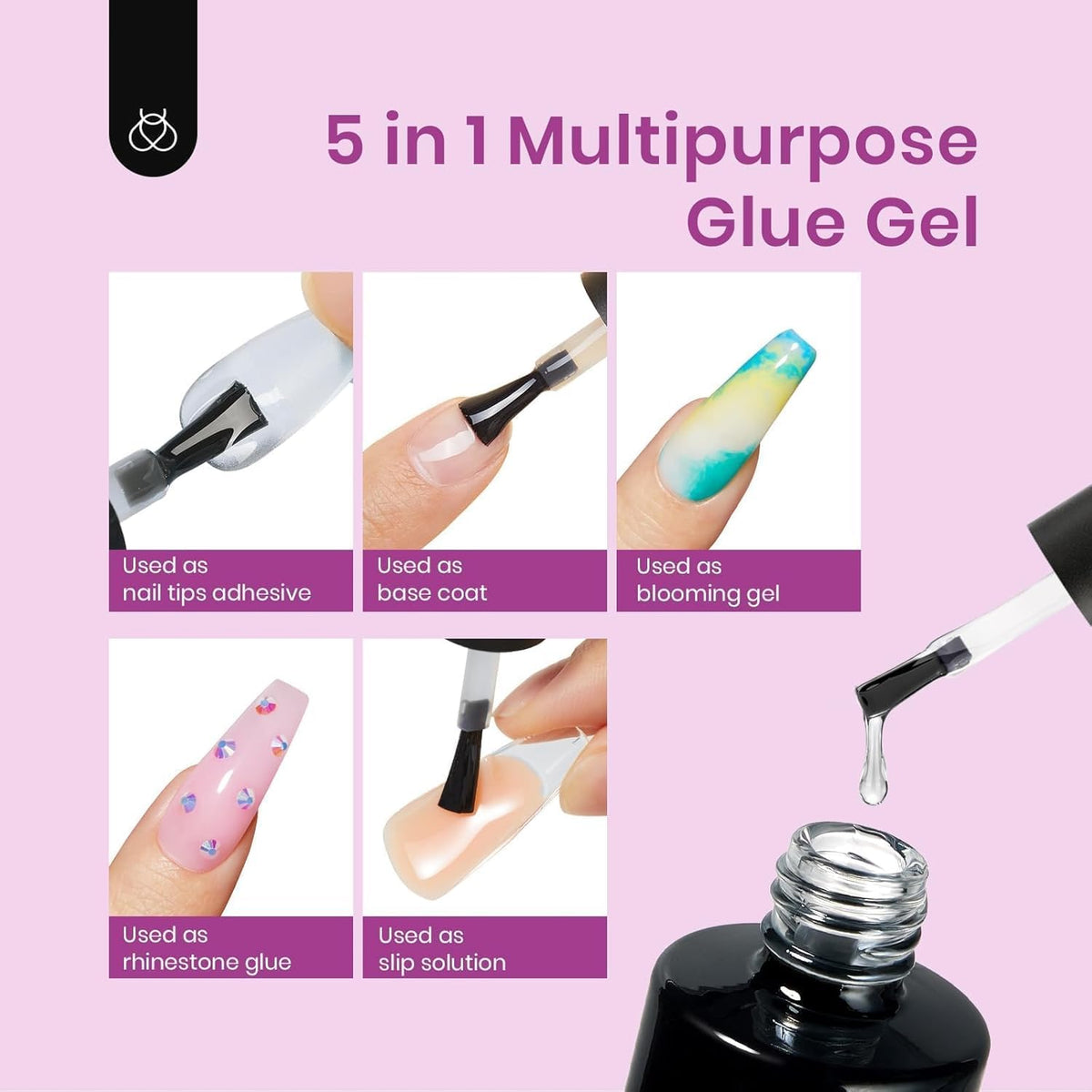 Beetles Nail Tips 240 Pcs Short Oval Nail Kit 5 In 1 Nail Glue Base Gel Uv Led Lamp Press on Nails