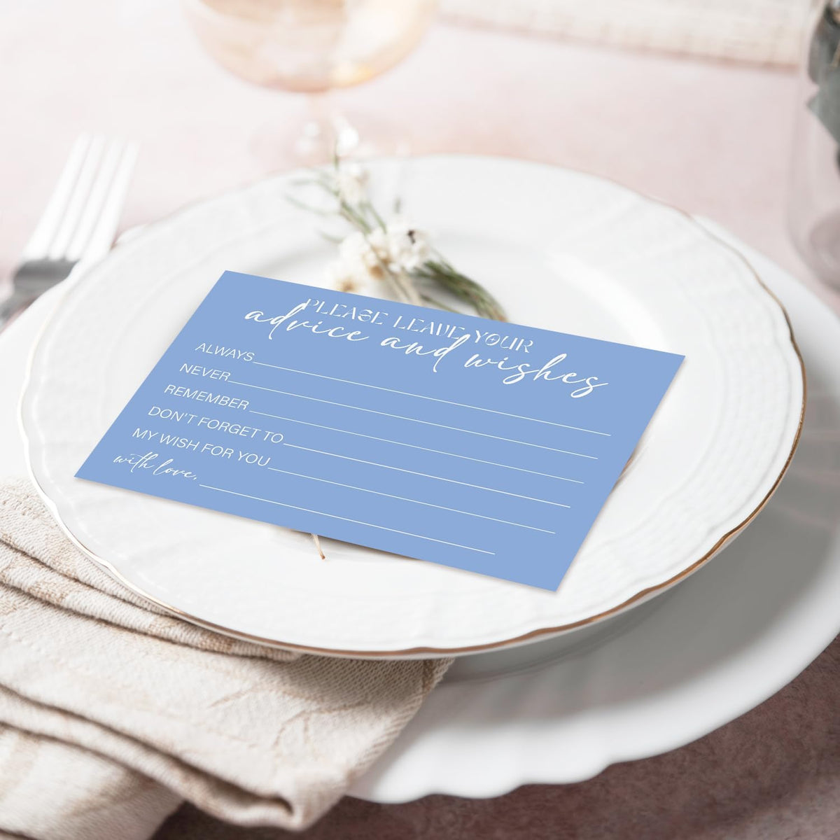 Advice and Wishes For the Mr and Mrs, Blue Advice Cards for Bridal Shower, Well Wishes for Wedding