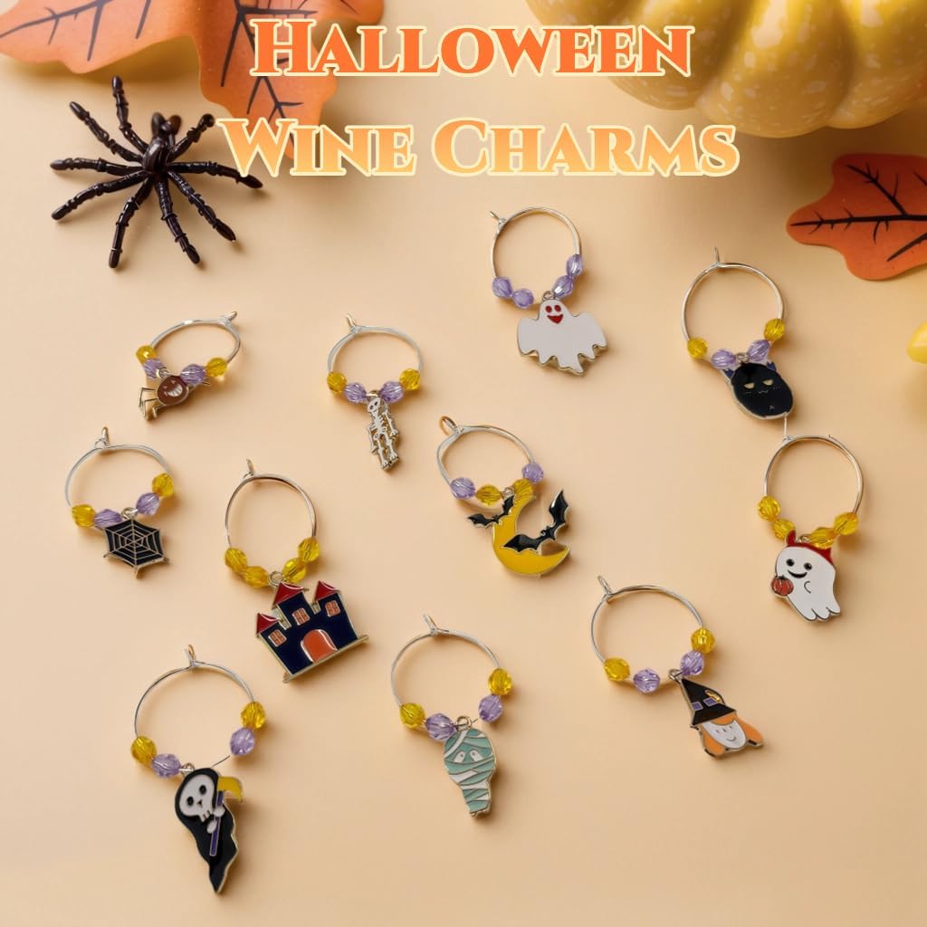 50 Sets Wine Glass Charms, Wine Charms for Stem Glasses, DIY Reusable Drink Markers for Weddings &