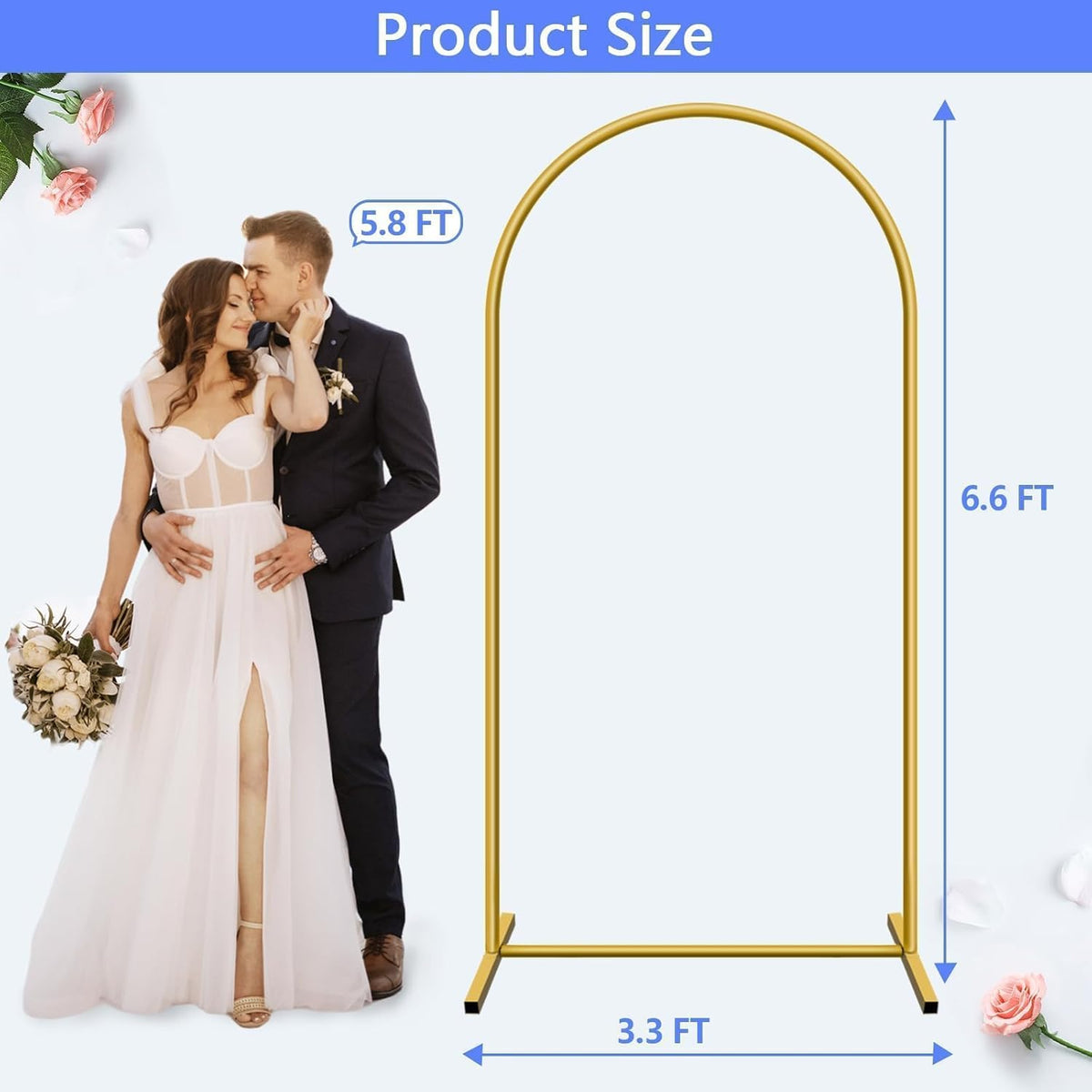 6.6 ft Arch Backdrop Stand, Metal Wedding Arch Stands for Party, Birthday, Wedding, Bridal Shower