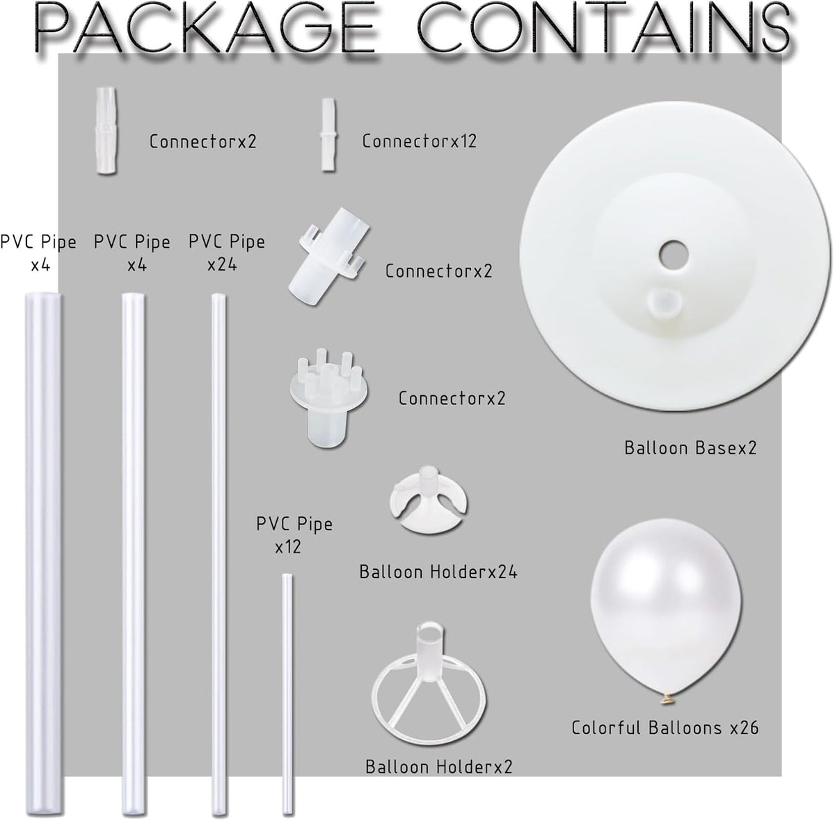 Balloon Column Stand Kit with Balloons, Base and Pole, Balloon Column Kit for Floor or Table