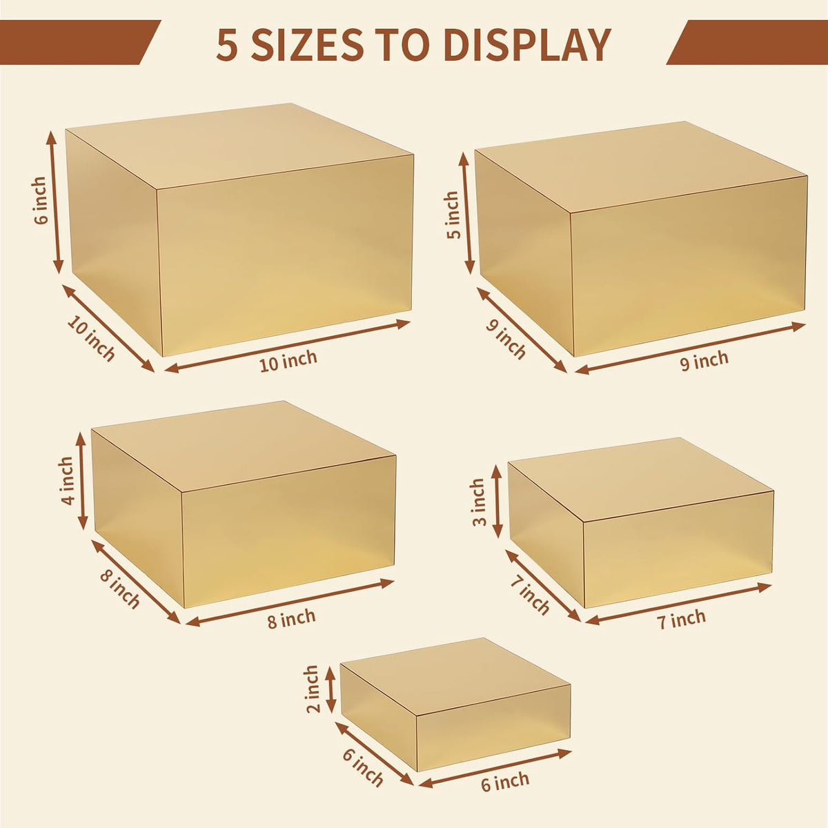 Acrylic Risers for Display 5 Pcs, Food Risers for Party Gold Cube Boxes Display Stands for Jewelry