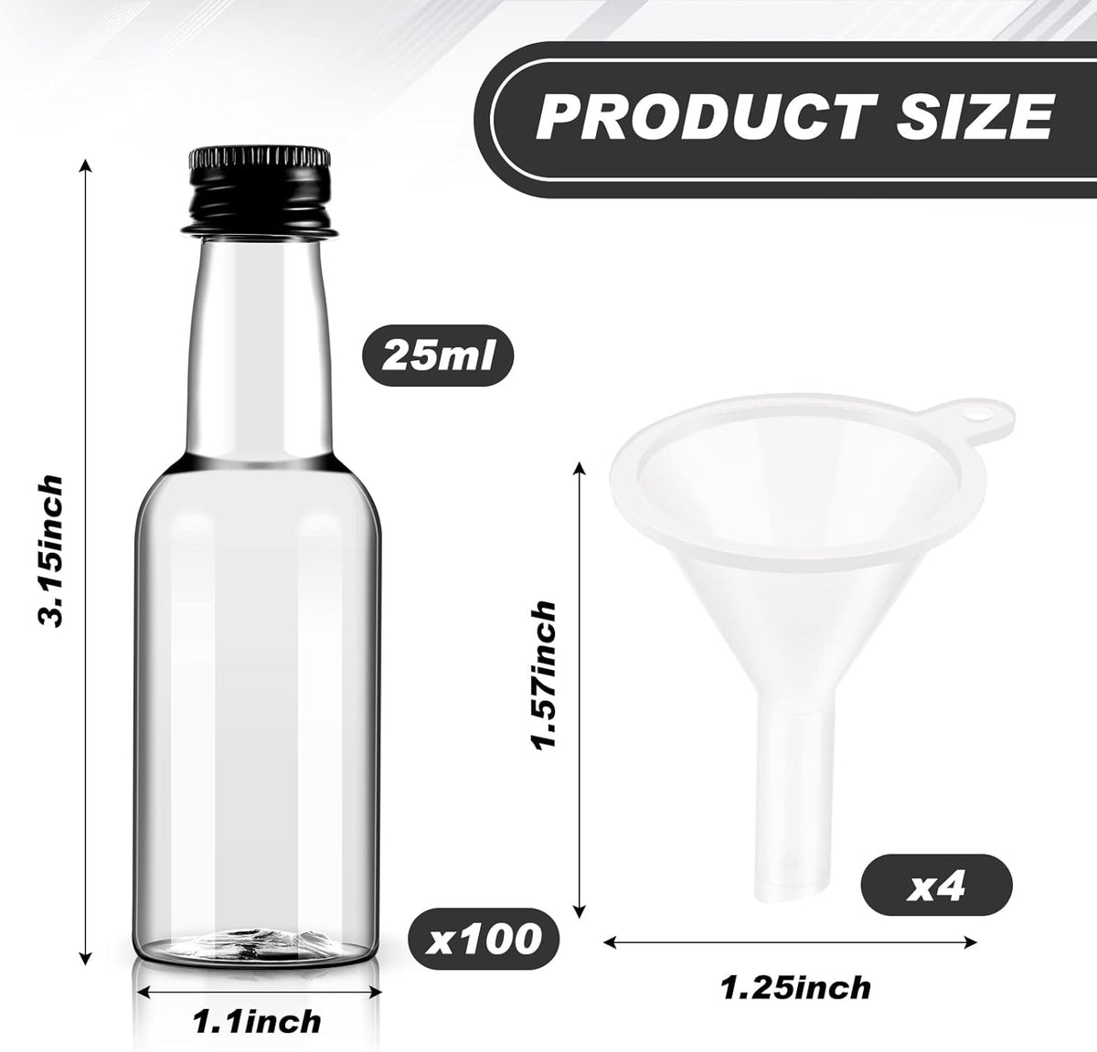 Tessco 100 Pcs Mini Liquor Bottles Plastic Mini Salad Dressing Bottle Christmas Small Shooter