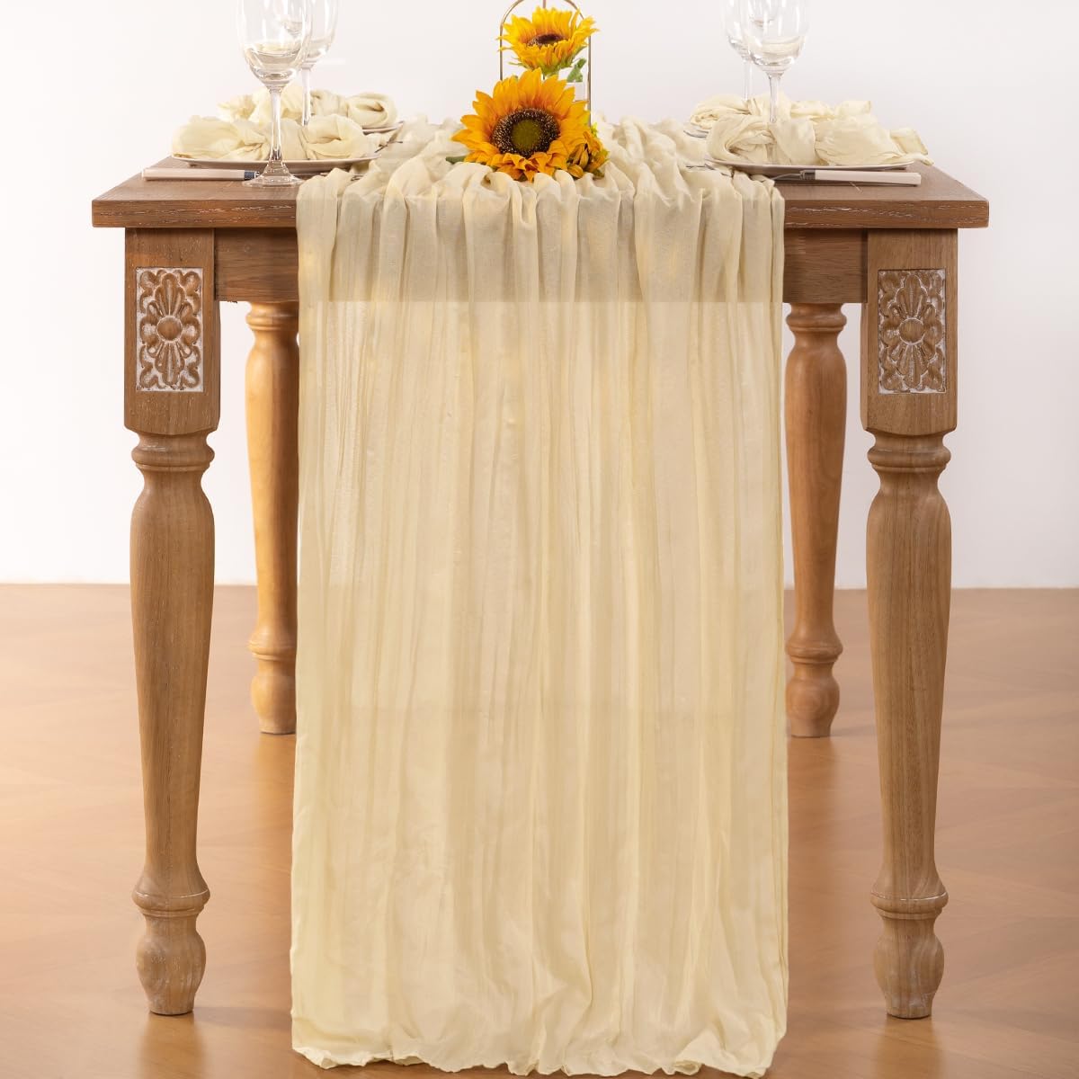 Beige Cheesecloth Table Runner 12 Pack Fall Table Runners 120 Inches Boho Gauze Cream Cheese Cloth