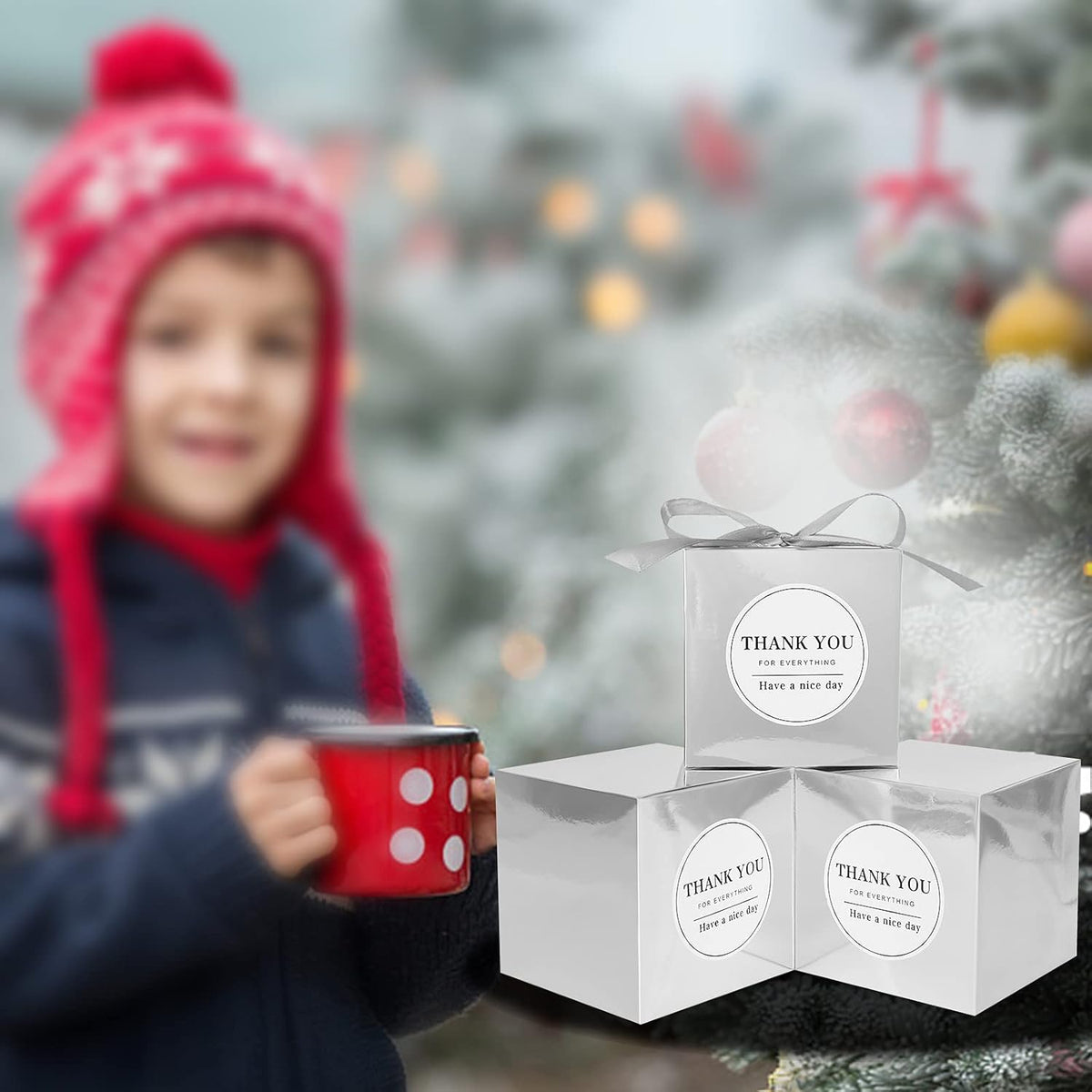 COTOPHER Small Gift Boxes 100 Pack 4x4x4 inches Silver Gift Boxes with Lids for Gifts, Crafting