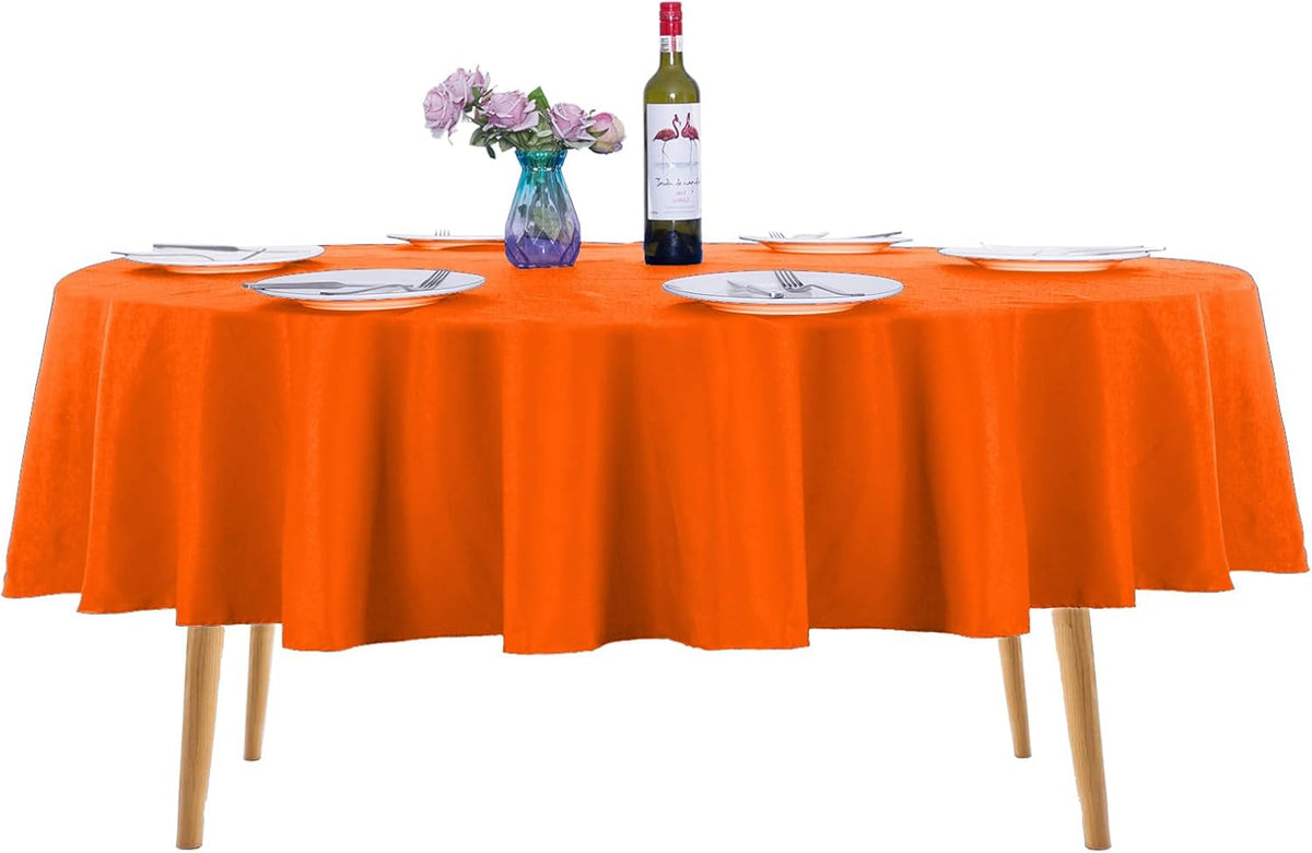 Ascoza 2pack 90 Inch Orange Round Tablecloth in Washable Polyester Fabric for