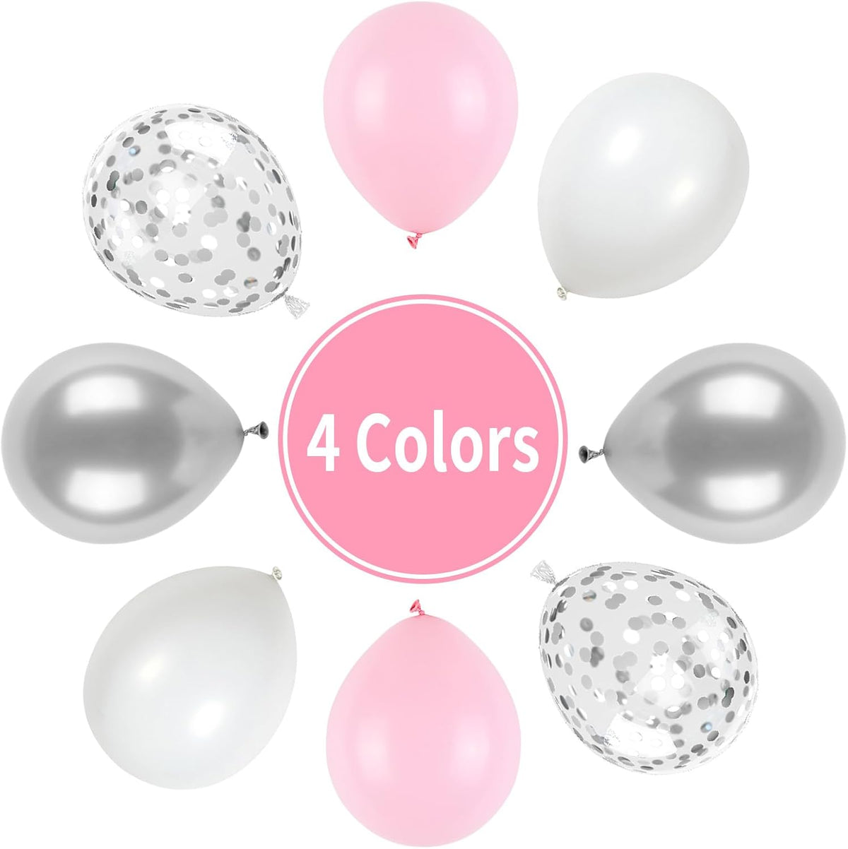 Pink and Silver Balloons, Pastel Pink White Balloon Metallic Silver White Macaron Balloon Party