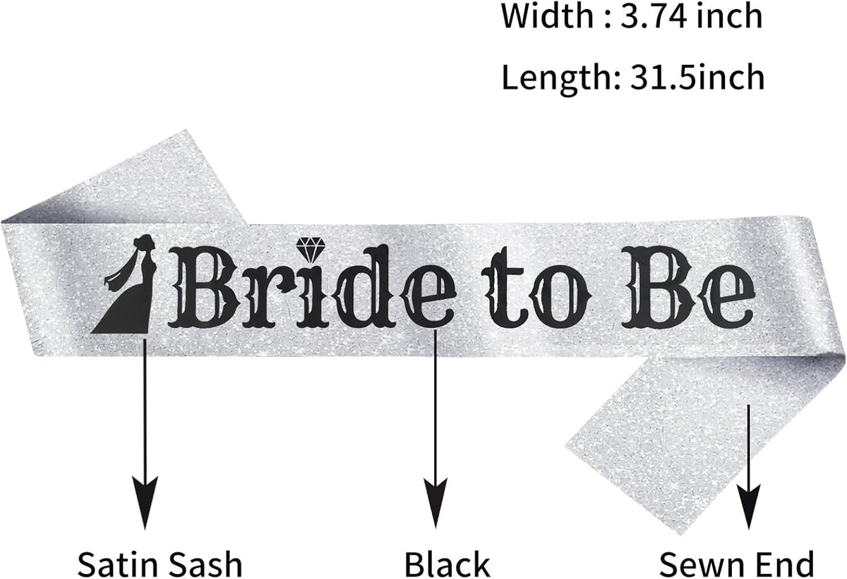 Black Groom to Be Sash Silver Foil& Silver Bride to Be with Black Foil, Funny Sashes for
