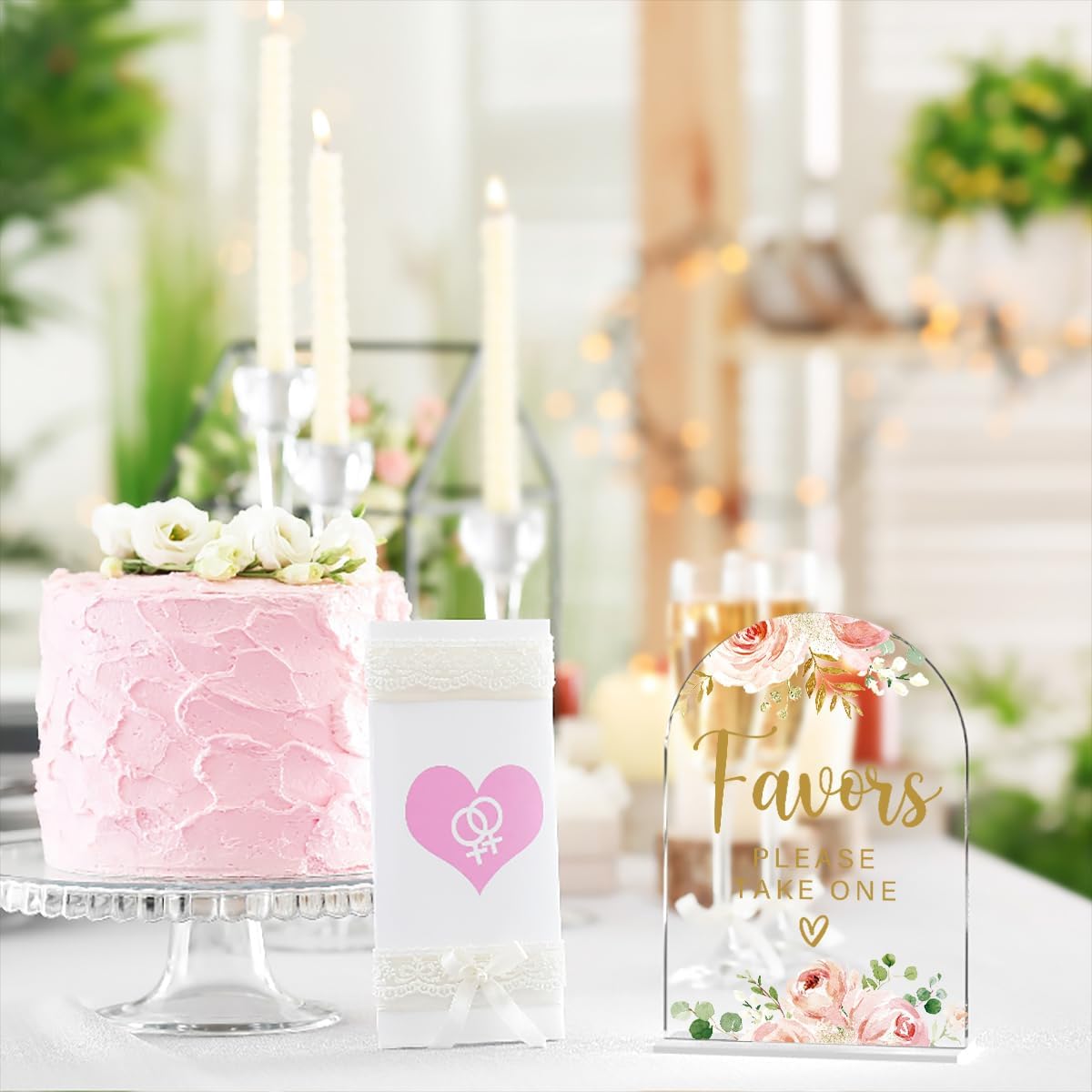 Acrylic Wedding Signs, Bridal Shower Decorations, Modern Calligraphy Arch Acrylic Table Top Sign