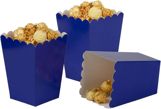 AimtoHome Navy Blue Popcorn Boxes Mini Pack of 24, Paper Popcorn Container for Birthday Party