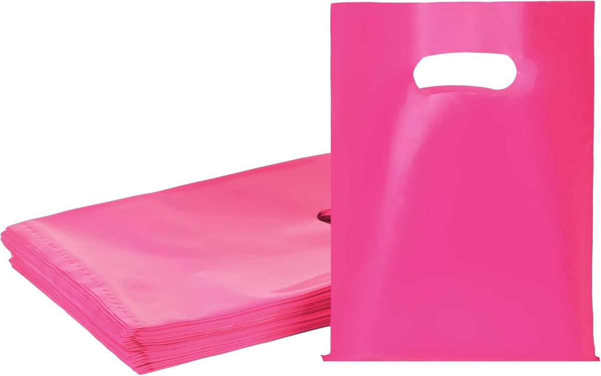 Rose 100 PCS Small Gift Bags, 6"x8" Goodie Party Favor Bags with Handle, Treat Retail Pouches for