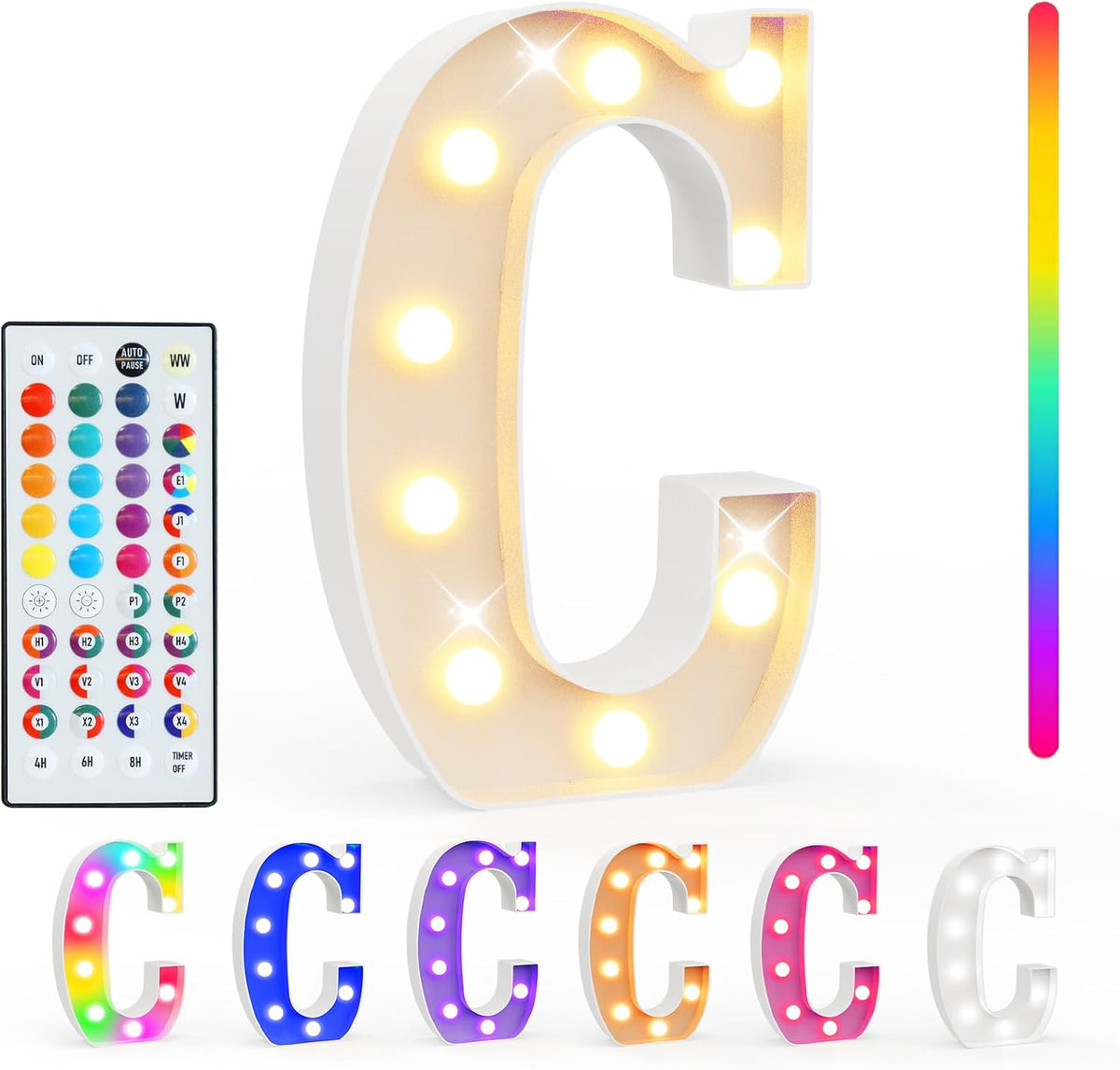 Pooqla Colorful Light Up Letters with Remote, Upgraded 35 Colors LED Marquee Letters, RGB Lighted
