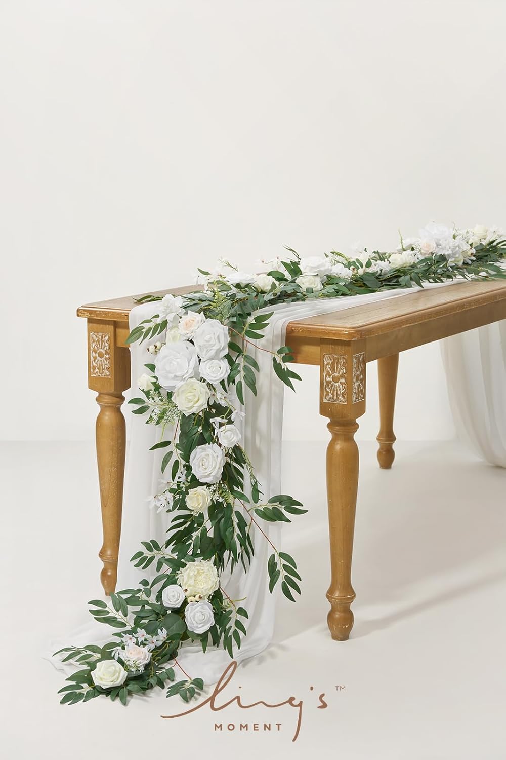 Ling's Moment Flower Garland - 6FT Eucalyptus & Rose - Sweetheart Table Decor for Wedding
