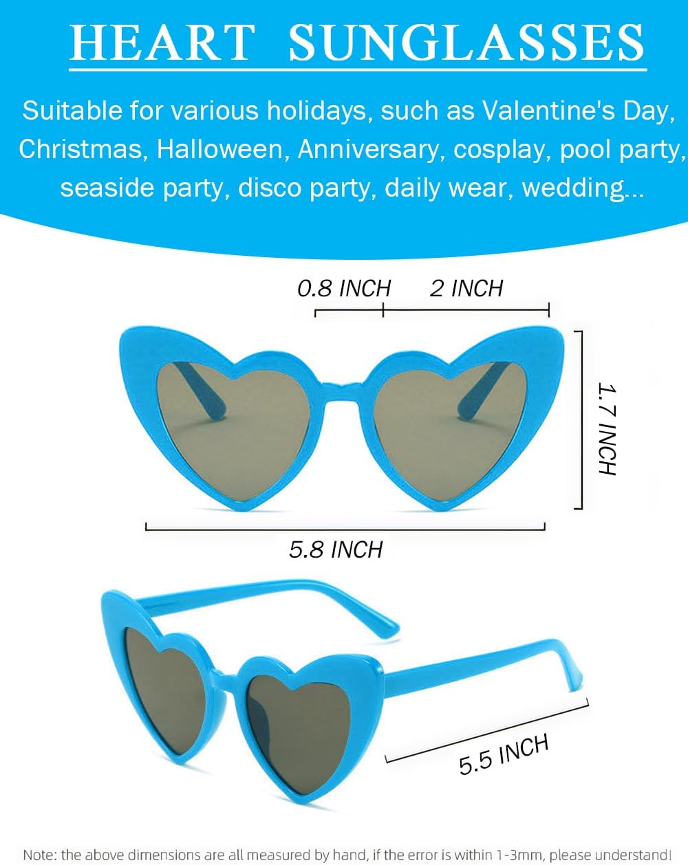 8 Pack Heart Sunglasses Vintage Cat Eye Heart Glasses Retro Bachelorette Bride Sunglasses Bulk for